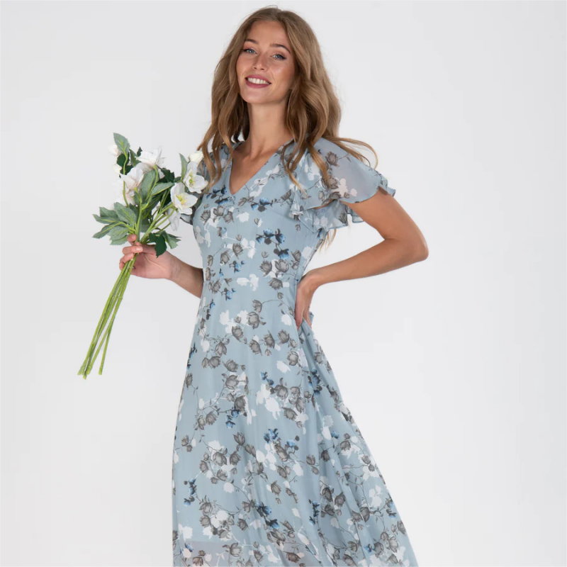 Hailey - Kortærmet kjole med blomsterprint